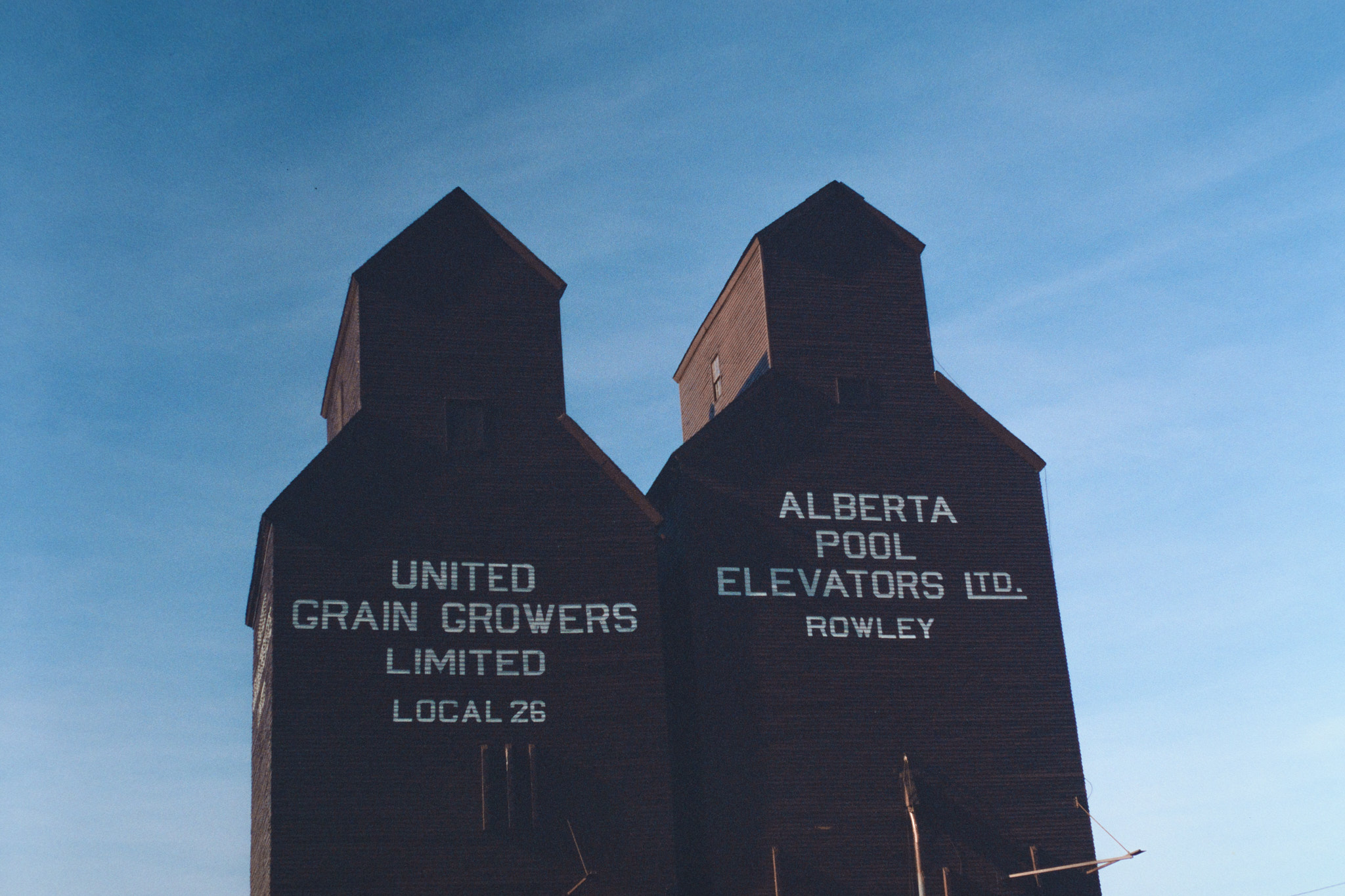 Grain elevators in Rowley Alberta, medium format film